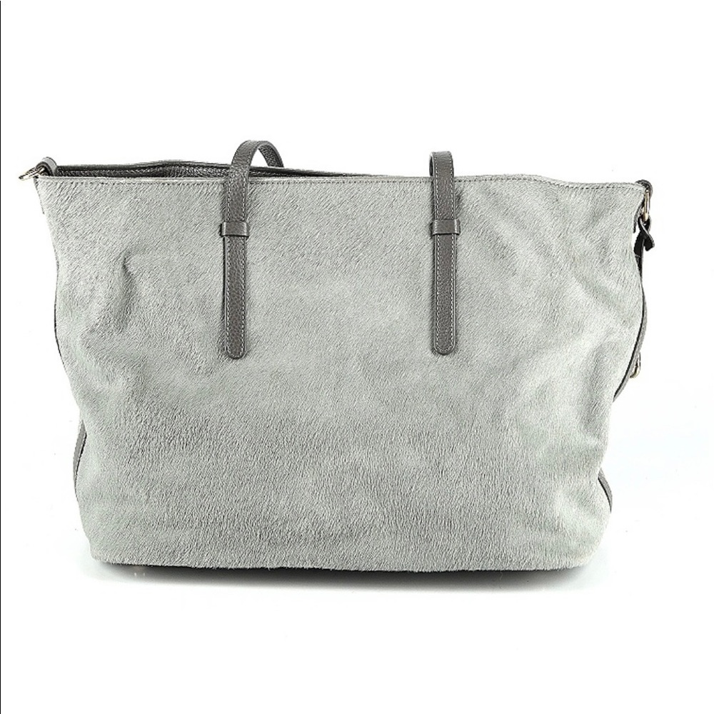 Brooks brothers calf hair leather gray tote purse handbag